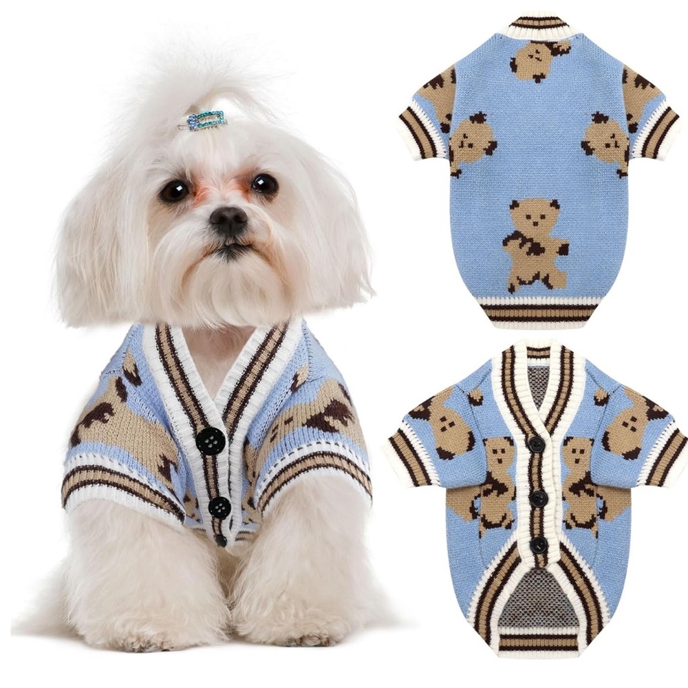 Blue Dog Sweater with Bear Design
